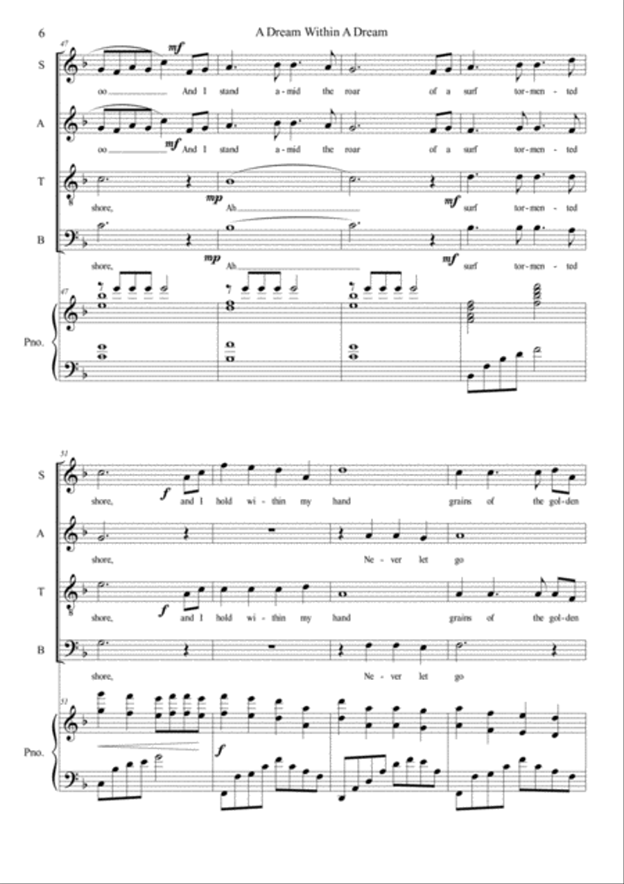 A Dream Within A Dream 4-Part scores gallery preview page 6