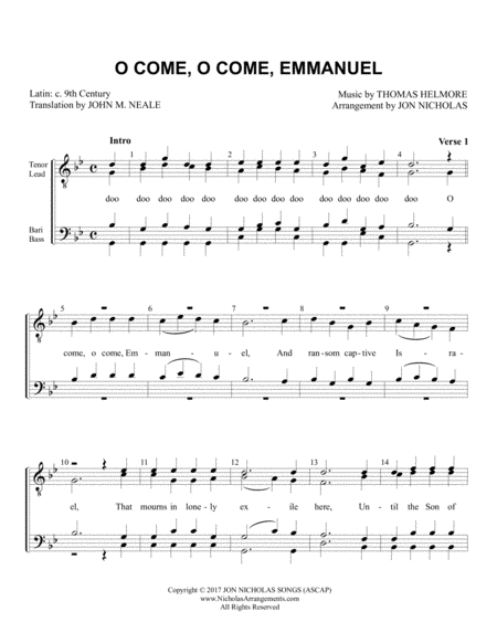 O Come, O Come, Emmanuel Choir - Digital Sheet Music