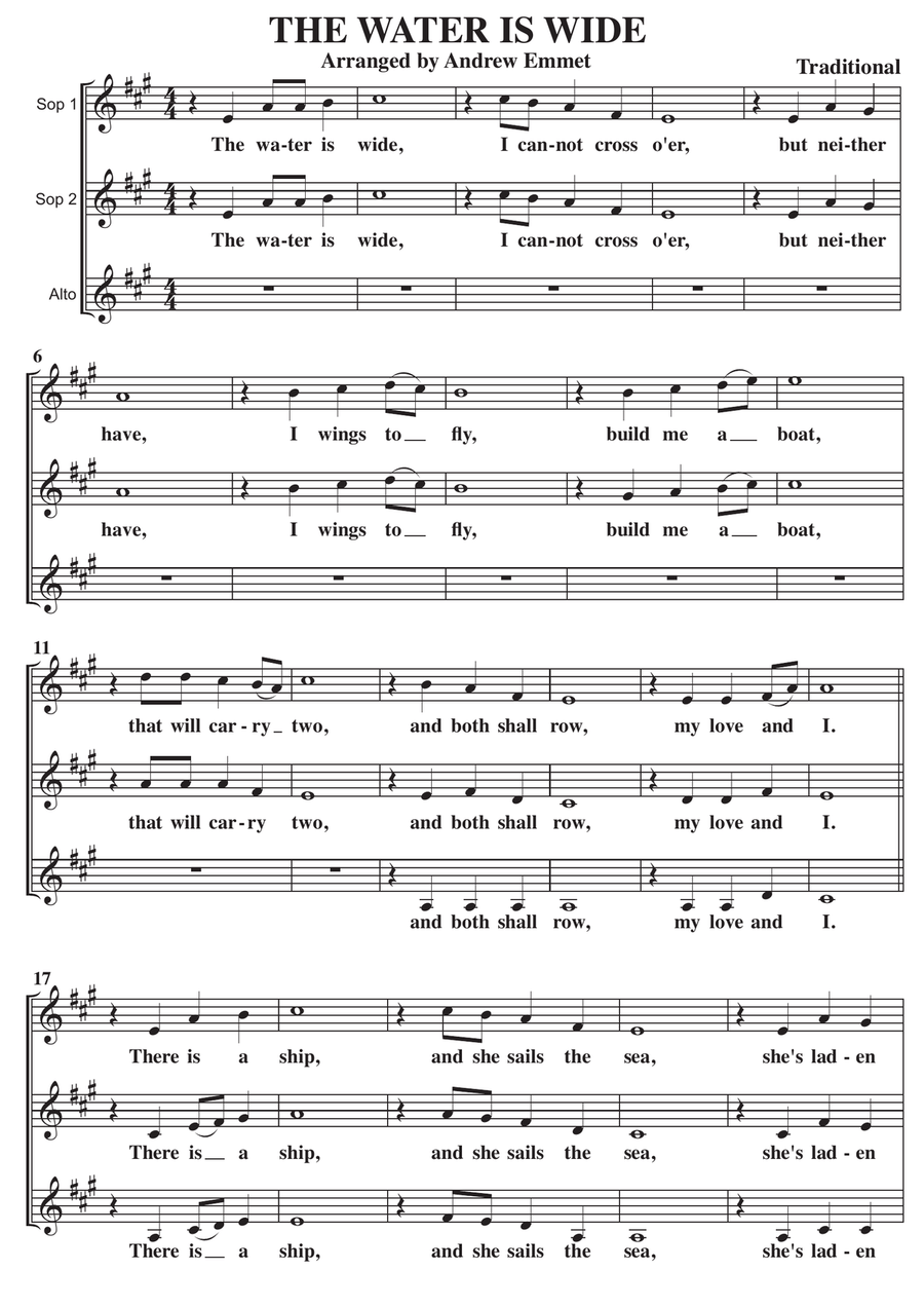 The Water Is Wide A Cappella SSA SSA scores gallery preview page 1