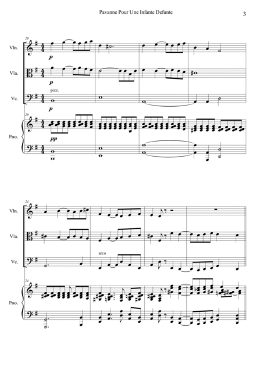Pavanne Pour Une Infante Defunte Piano Quartet scores gallery preview page 3