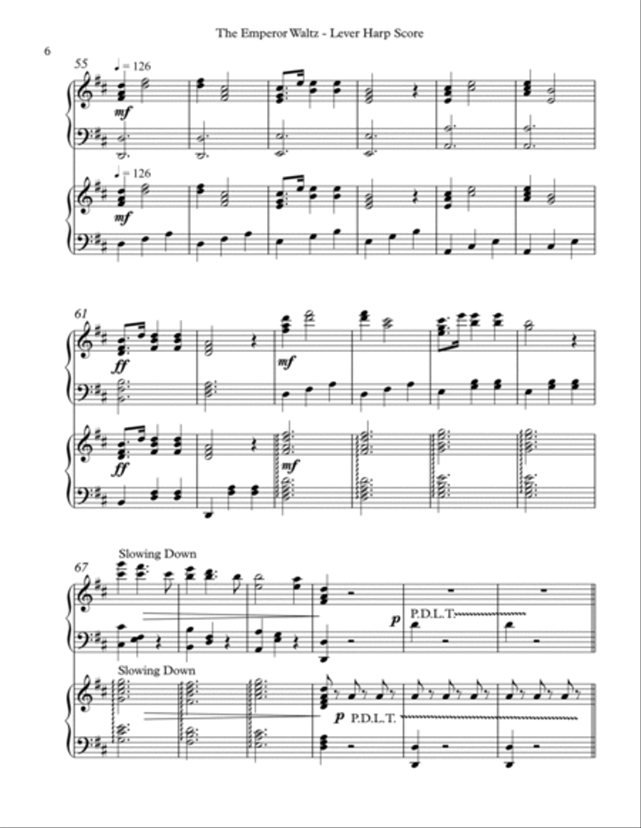 Emperor Waltz, Lever Harp Score & Parts image number null