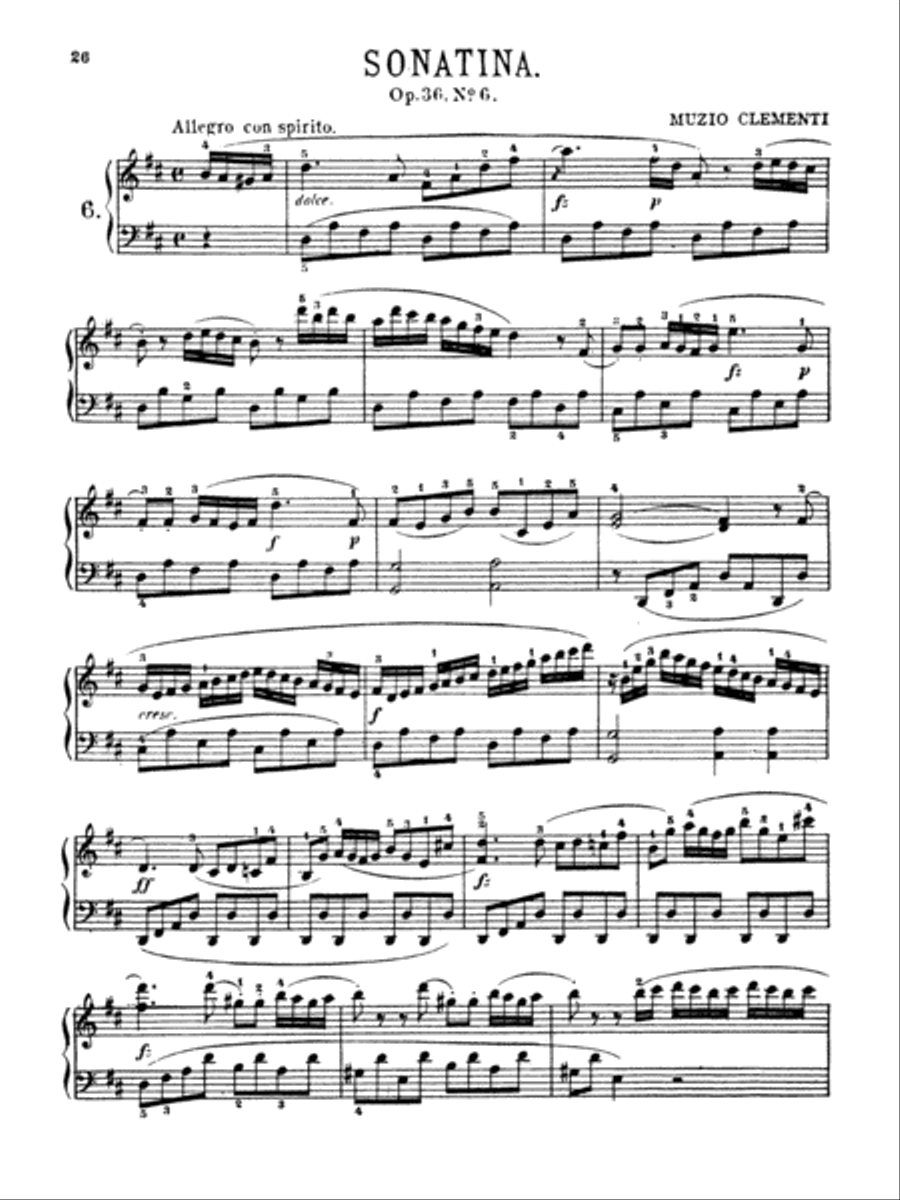 Clementi: Six Sonatinas, Op. 36, No. 6 Piano Solo scores gallery preview page 1