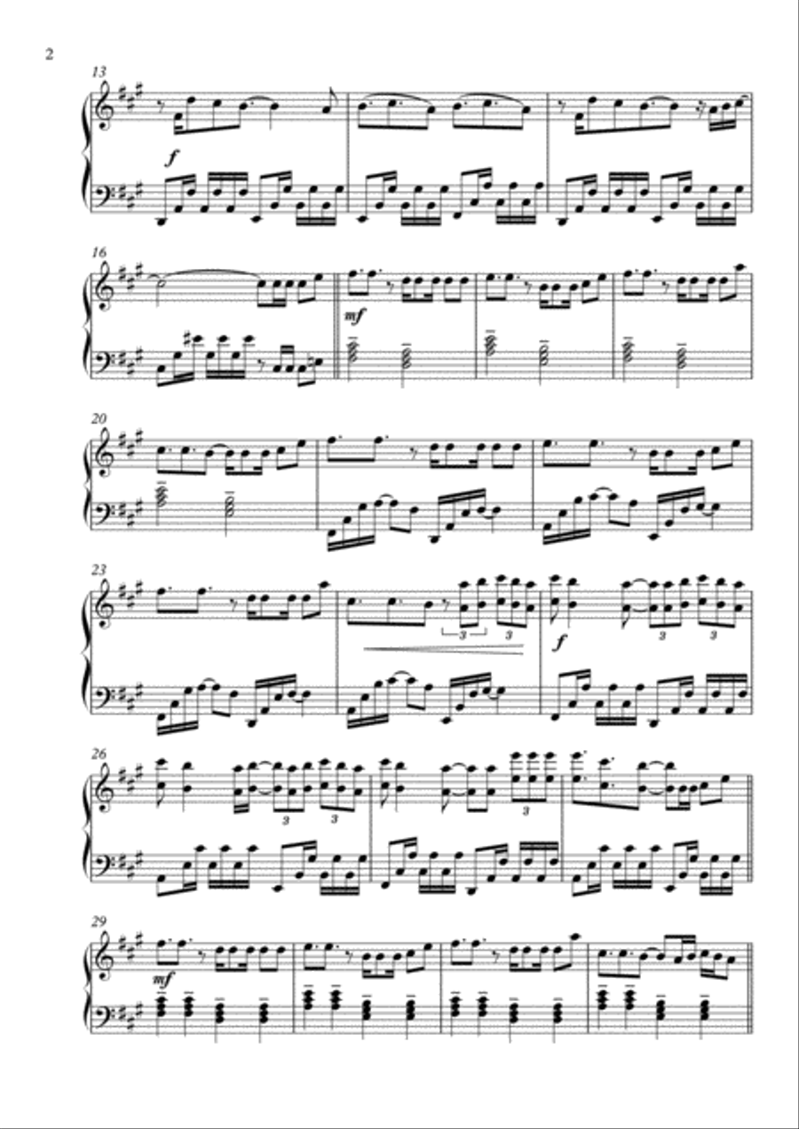 La Cintura (latin Remix) Piano Solo scores gallery preview page 2