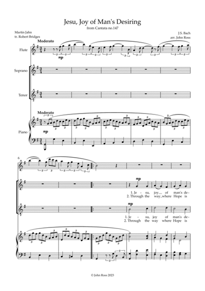 Jesu, Joy of Man's Desiring - Soprano & Tenor duet, Flute, Piano image number null
