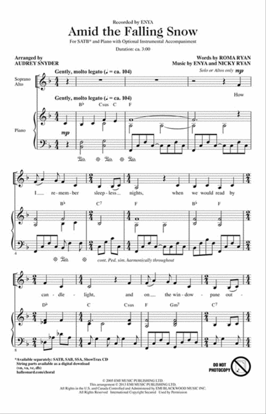 Amid the Falling Snow 4-Part scores gallery preview page 2