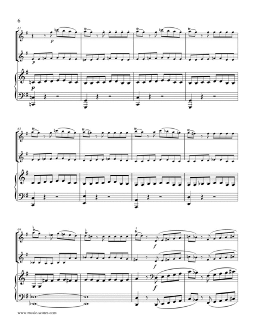 Eine Kleine Nachtmusik - Allegro 1st movement - 2 Violins and Piano String Duet scores gallery preview page 6