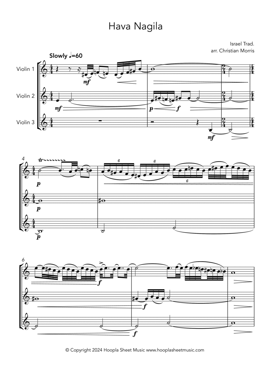 Hava Nagila Hava Nagila String Trio scores gallery preview page 1