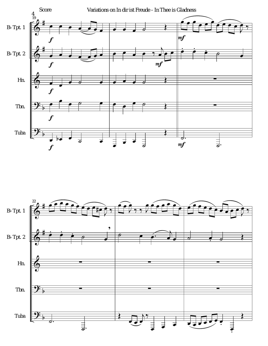 In dir ist Freude (In Thee is gladness) for brass quintet Brass Quintet scores gallery preview page 4