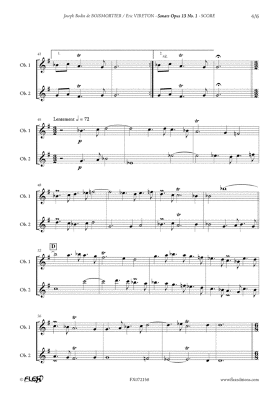 Sonata Opus 13 No. 1 Woodwind Duet scores gallery preview page 4