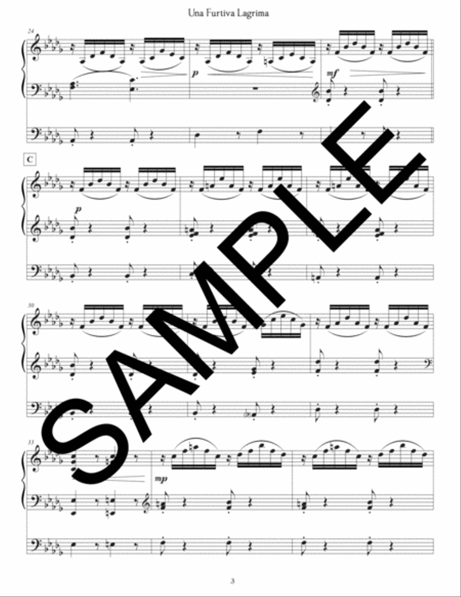 Una Furtiva Lagrima for Brass Quintet and Organ Small Ensemble scores gallery preview page 6