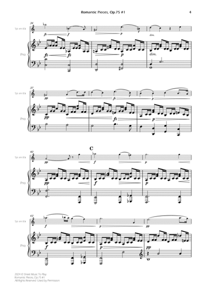 Romantic Pieces, Op.75 (1st mov.) - Bb Trumpet and Piano (Full Score) image number null