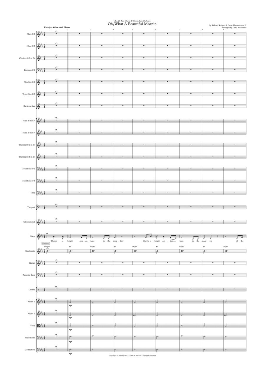 Oh, What A Beautiful Mornin' Full Orchestra scores gallery preview page 1