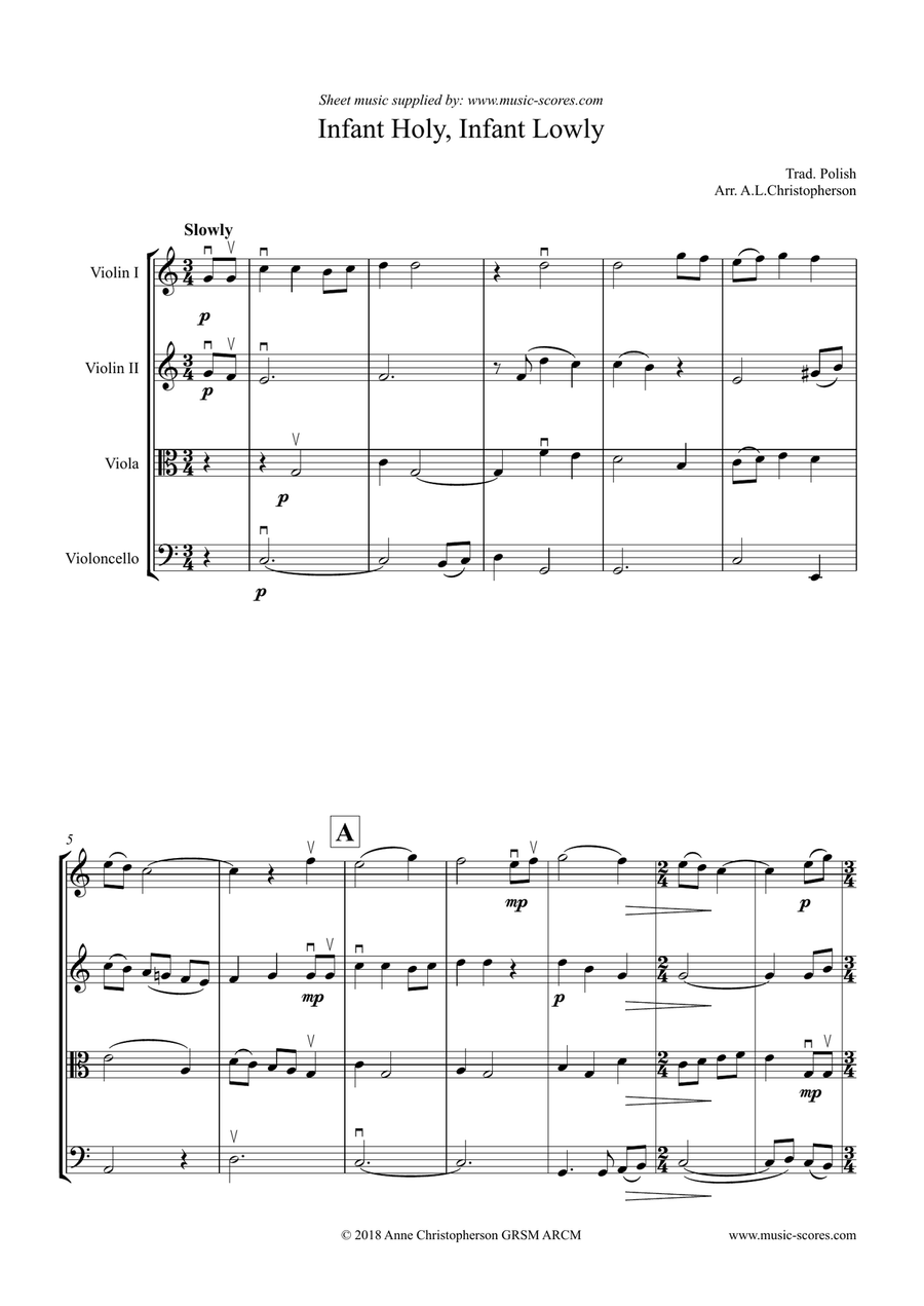 Infant Holy, Infant Lowly - String Quartet