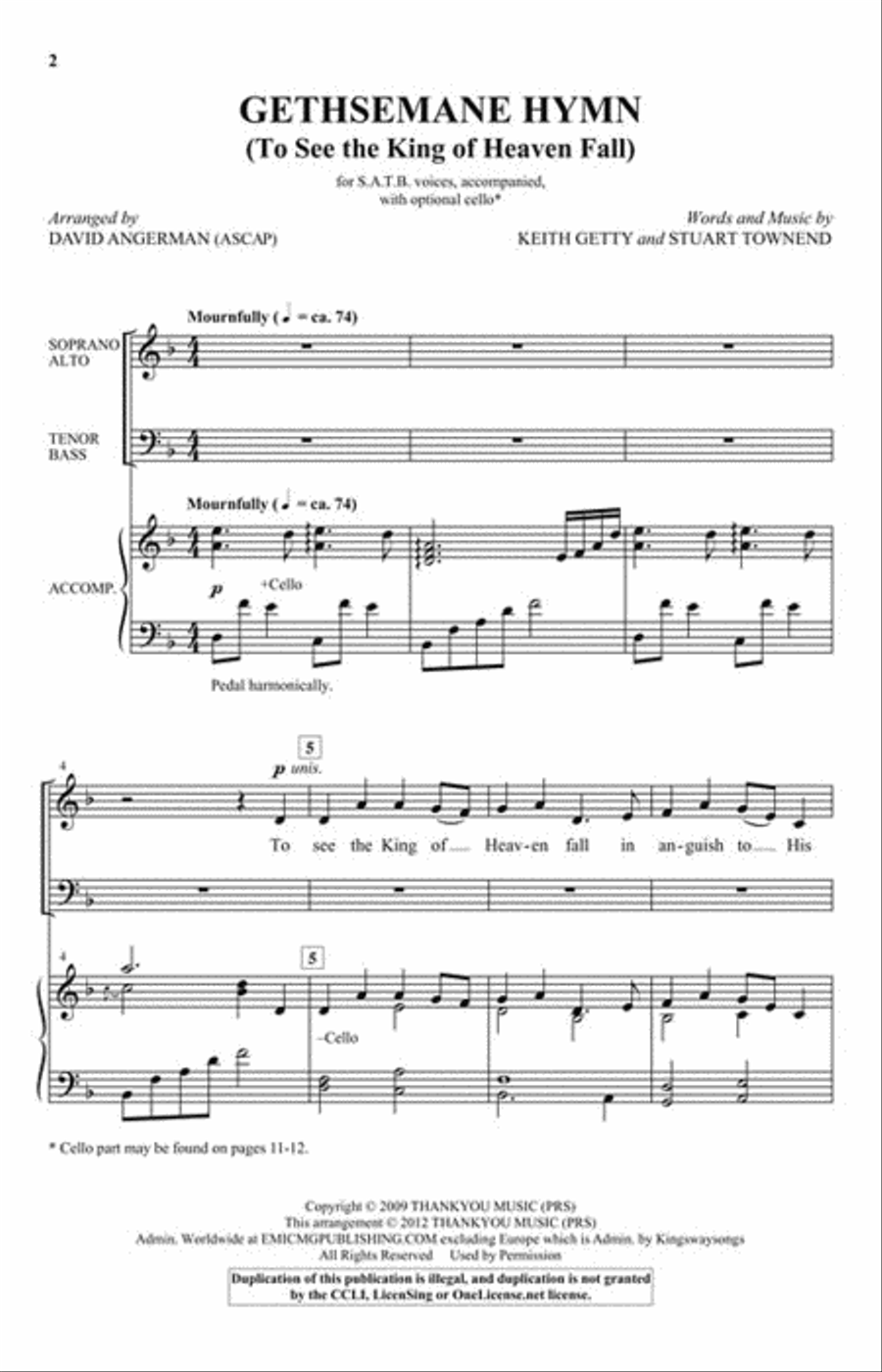 Gethsemane Hymn 4-Part scores gallery preview page 2