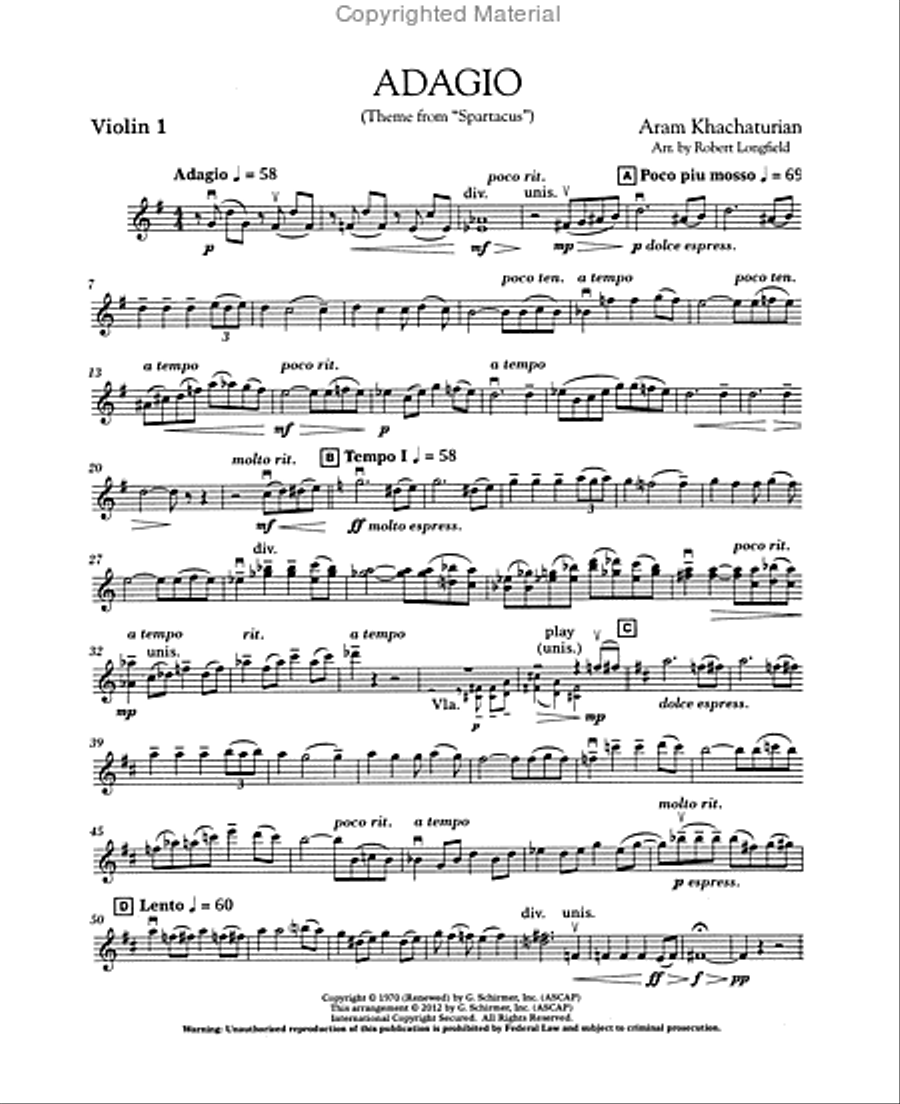 Adagio (Theme from Spartacus) String Orchestra scores gallery preview page 4