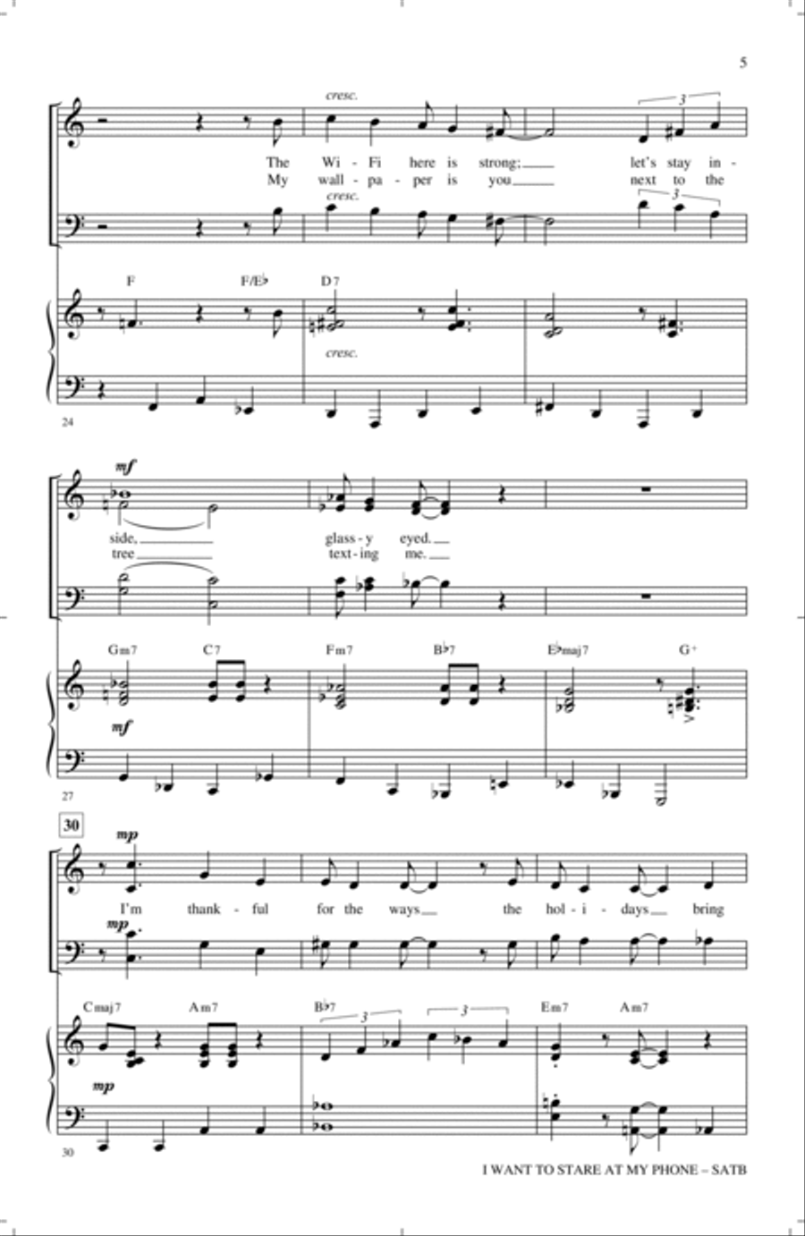 I Want To Stare At My Phone With You (A Millennial Holiday Song) 4-Part scores gallery preview page 4