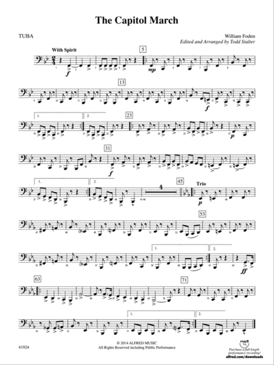 The Capitol March: Tuba Concert Band scores gallery preview page 1