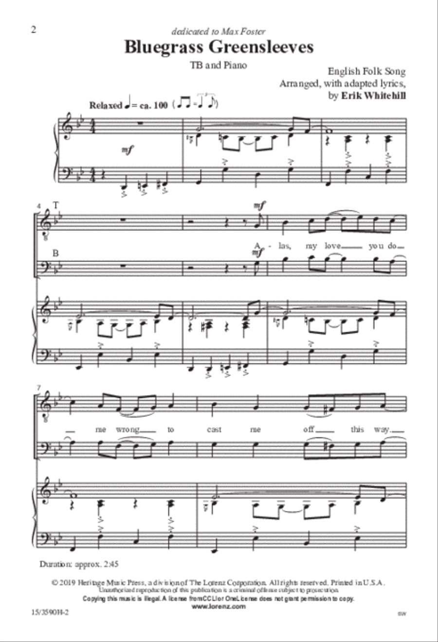 Bluegrass Greensleeves TB scores gallery preview page 2