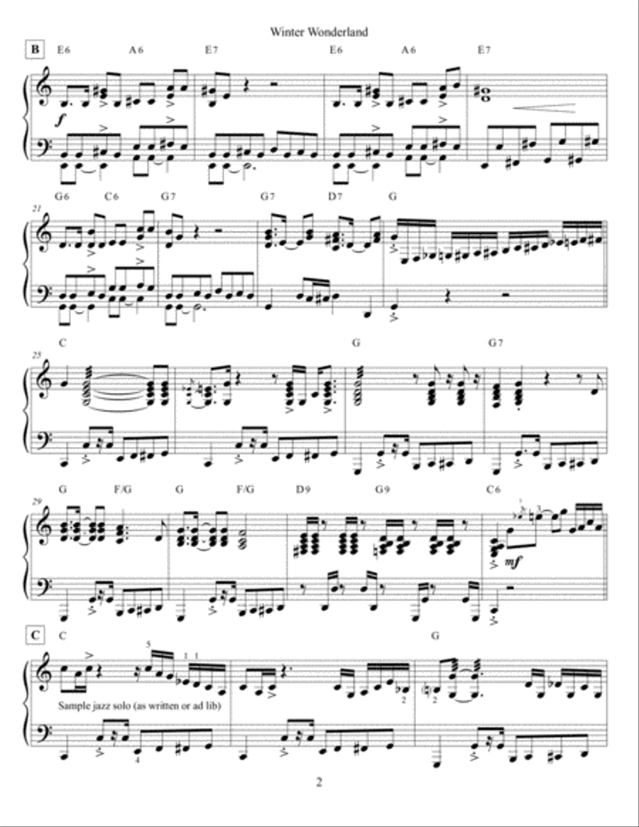 Winter Wonderland Piano Solo scores gallery preview page 3