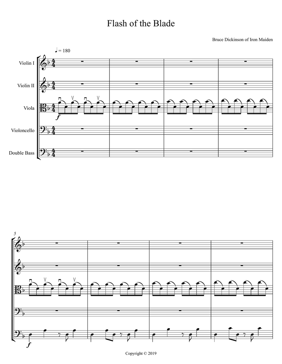 Flash Of The Blade String Orchestra scores gallery preview page 1