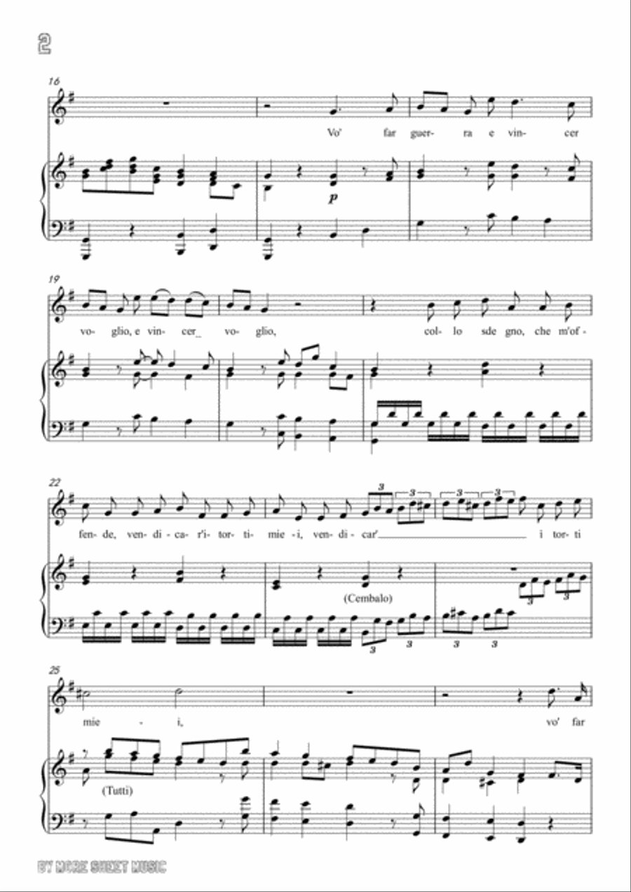 Handel-Vo' far guerra in G Major,for Voice and Piano Voice Solo scores gallery preview page 4