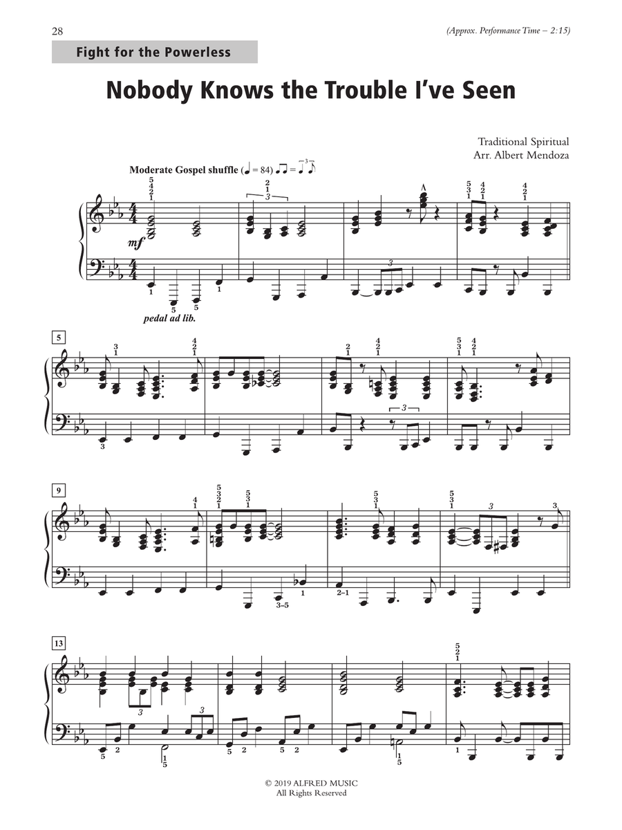 Nobody Knows the Trouble I’ve Seen - Piano Solo Piano Solo scores gallery preview page 1