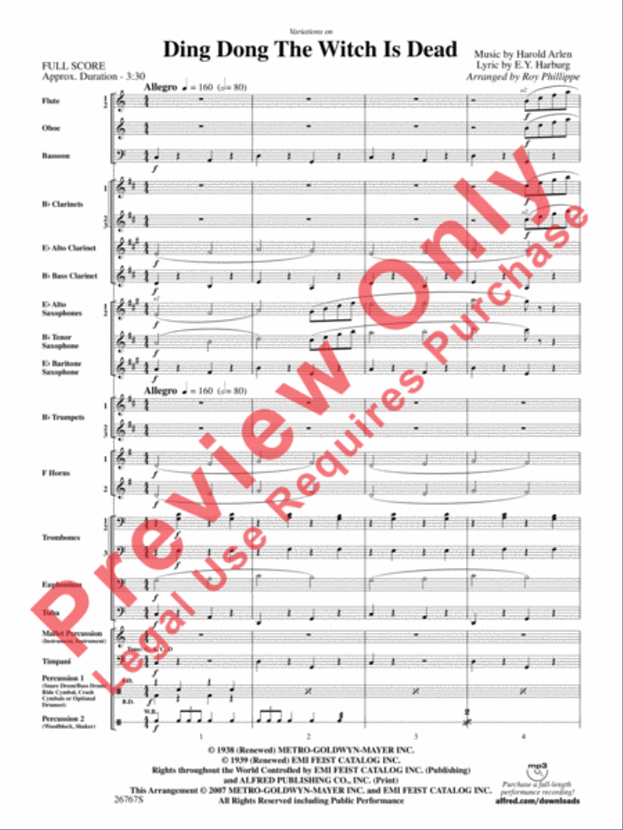 Variations on Ding Dong the Witch Is Dead (from The Wizard of Oz) Concert Band scores gallery preview page 4