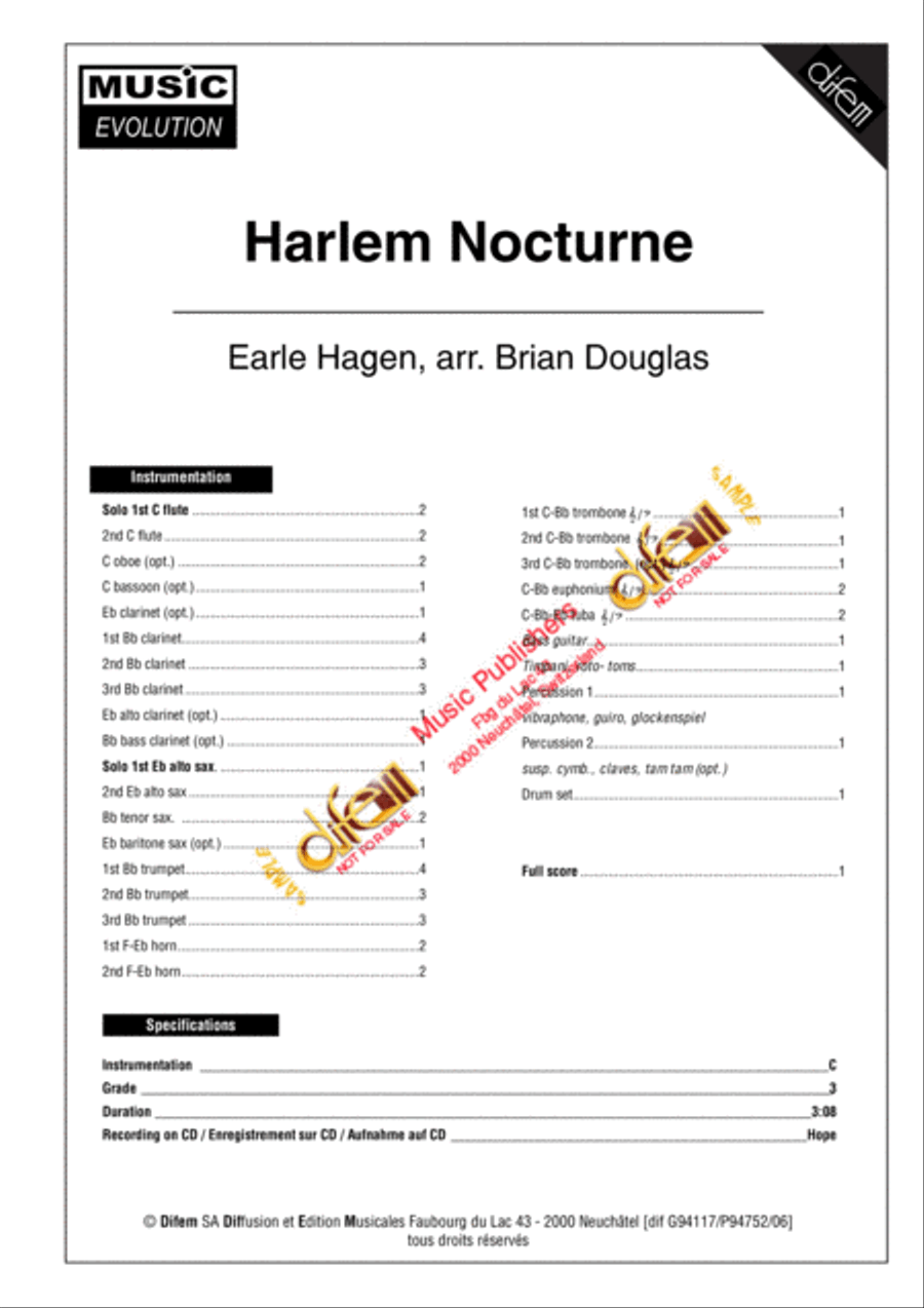 Harlem Nocturne Concert Band scores gallery preview page 2
