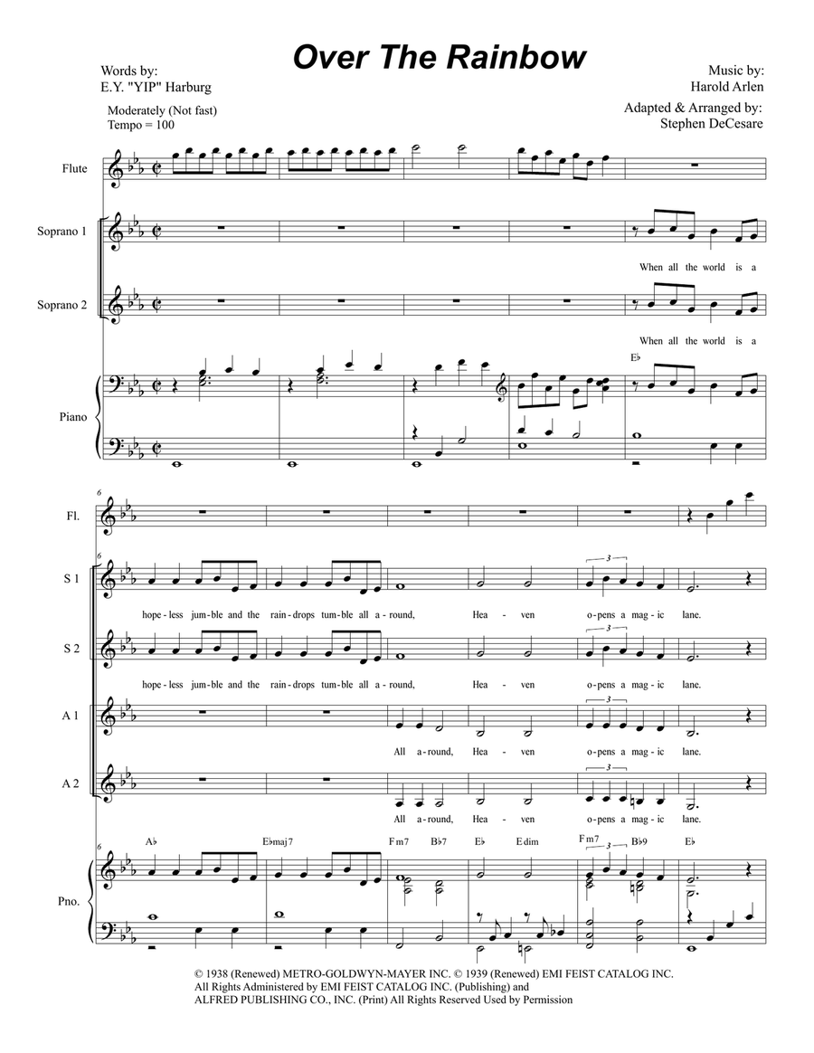 Over The Rainbow (from The Wizard Of Oz) SSA scores gallery preview page 1