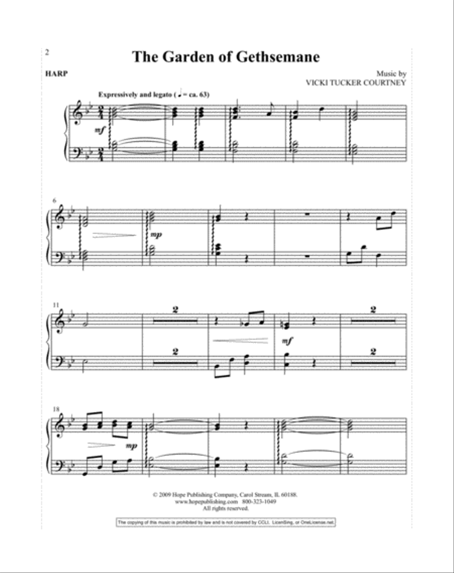 The Garden of Gethsemane Harp scores gallery preview page 2