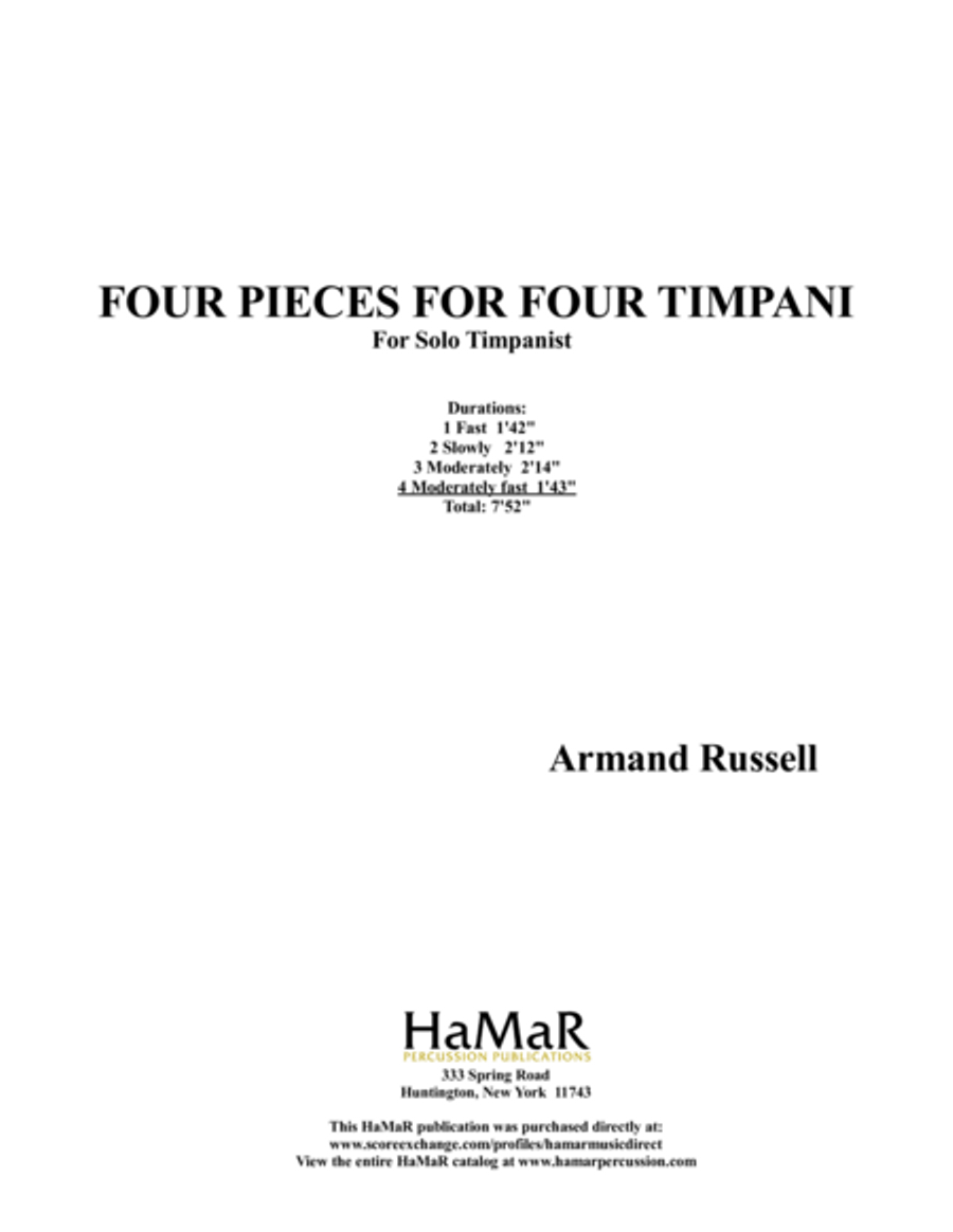Four Pieces for Four Timpani Percussion scores gallery preview page 1