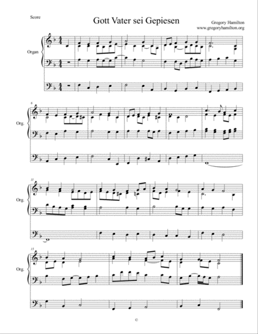 Gott Vater sei Gepriesen - Sing Praise to Our Creator - Alternate Harmonization Organ Solo scores gallery preview page 1