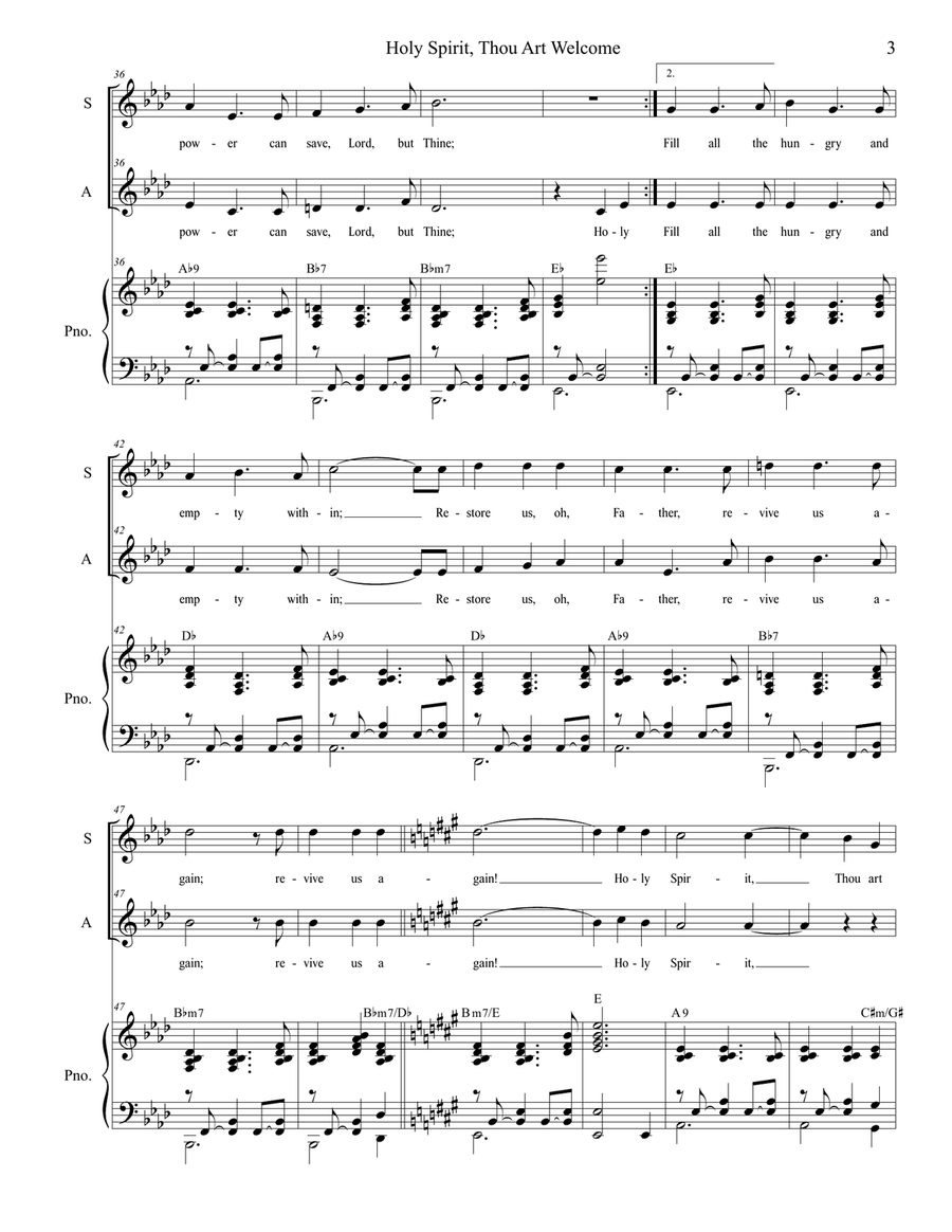Holy Spirit, Thou Art Welcome Vocal Duet scores gallery preview page 3