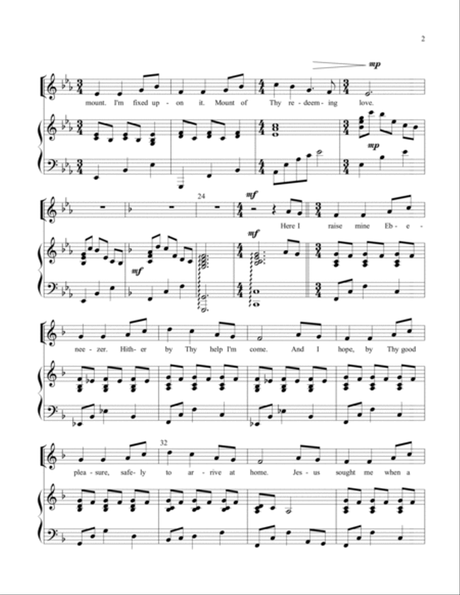Come Thou Fount of Every Blessing High Voice scores gallery preview page 2