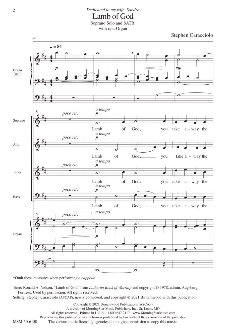 Lamb of God 4-Part scores gallery preview page 1