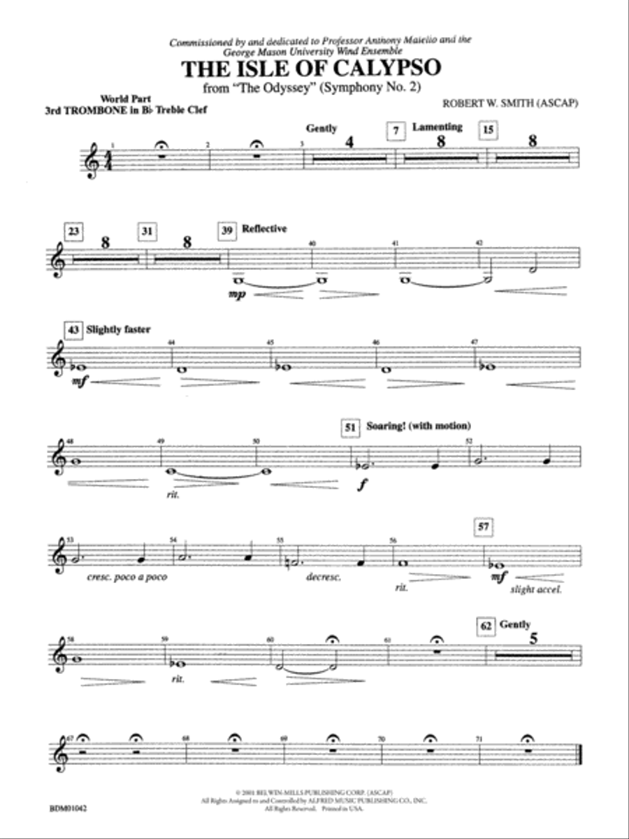 The Isle of Calypso (from The Odyssey (Symphony No. 2)): (wp) 3rd B-flat Trombone T.C.