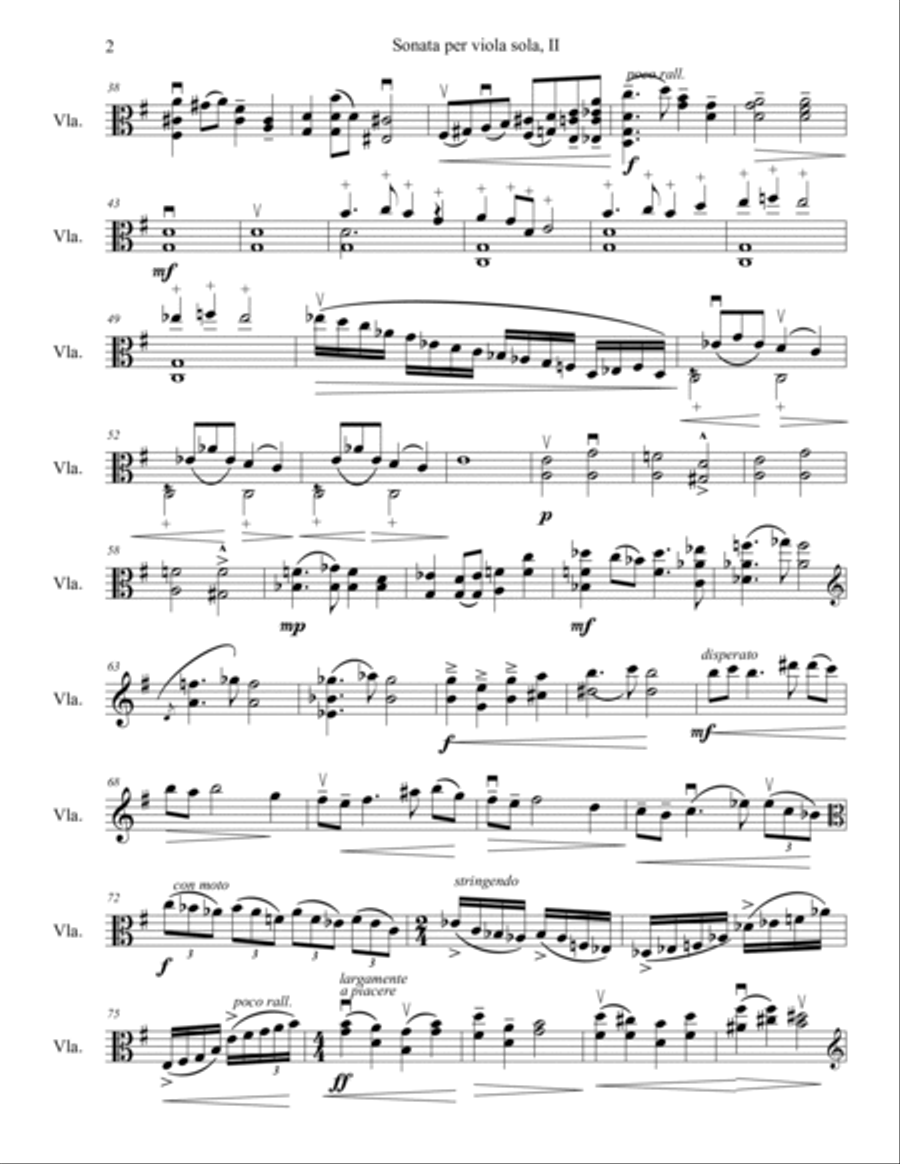 Sonata per viola sola, II: Lamentoso Viola Solo scores gallery preview page 2