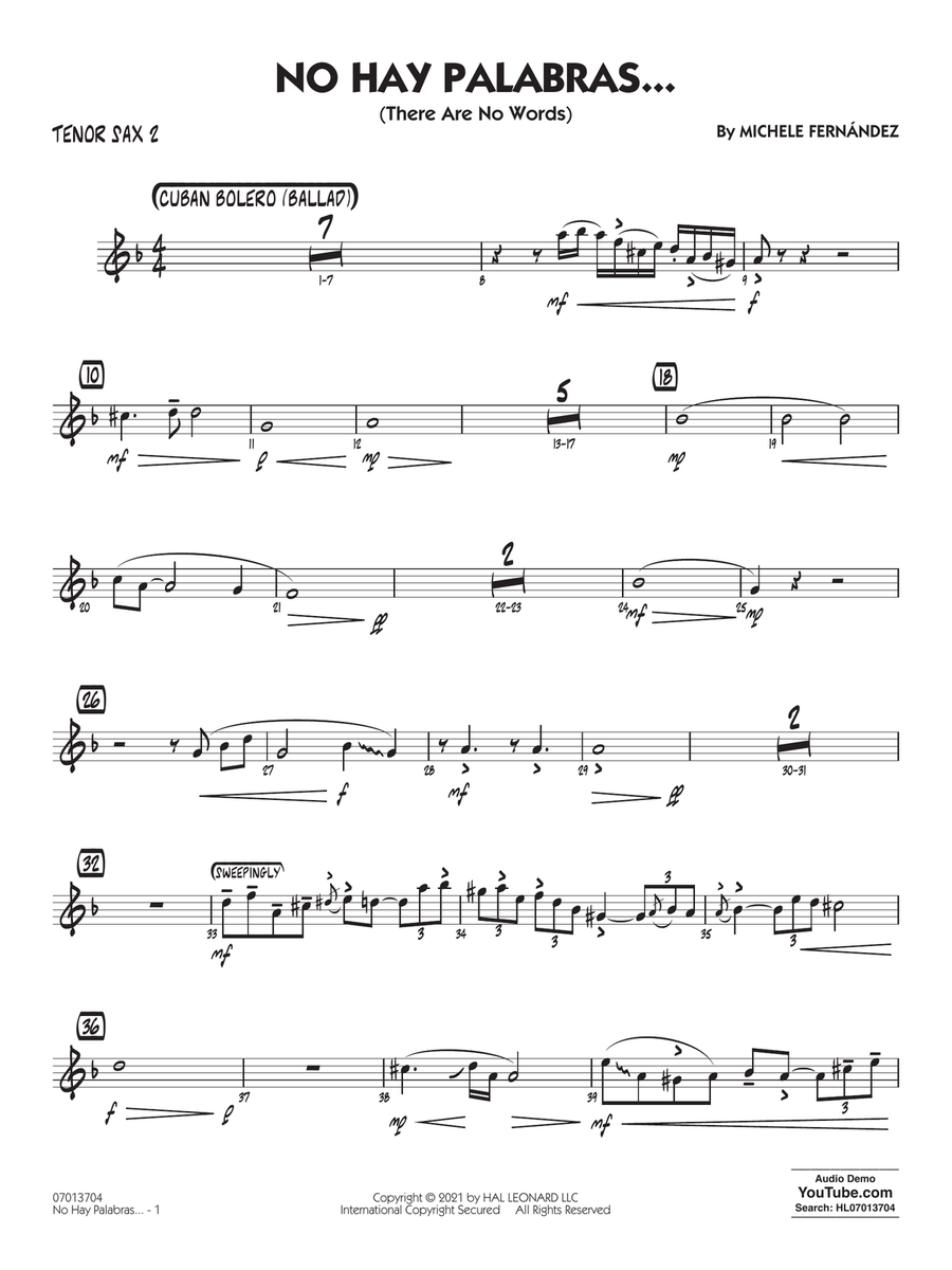 No Hay Palabras... (There Are No Words) - Tenor Sax 2