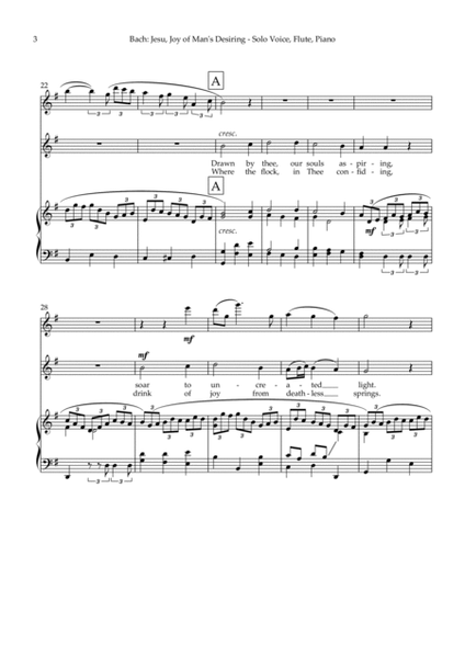 Jesu, Joy of Man's Desiring - Soprano or Tenor solo, Flute, Piano image number null