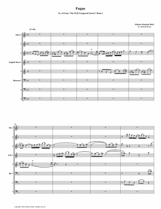 Fugue 24 from Well-Tempered Clavier, Book 1 (Double Reed Octet)