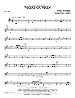 Book cover for Where Or When (from Babes In Arms) (arr. Steve Zegree) - Bb Trumpet 2