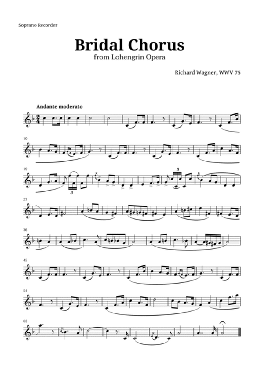 Bridal Chorus by Wagner for Recorder Quartet with Chords image number null