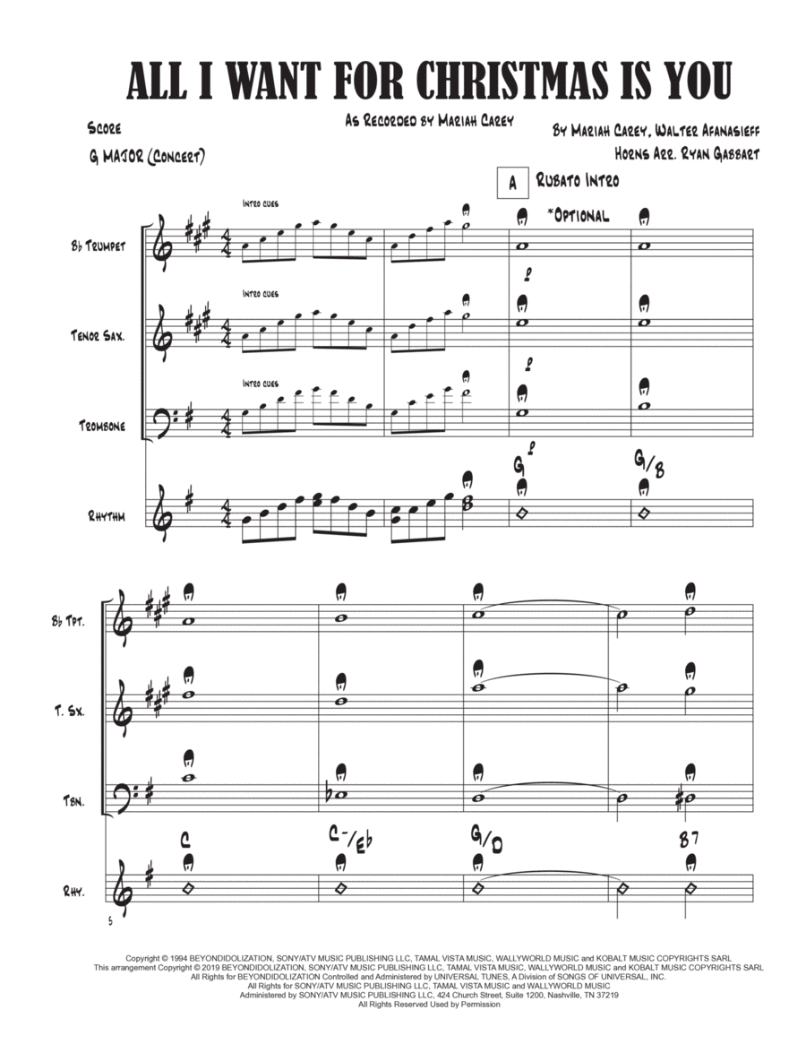 All I Want For Christmas Is You Tenor Saxophone scores gallery preview page 1