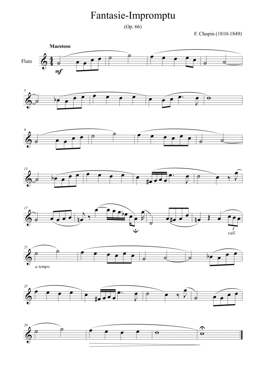 Fantaisie-Impromptu (Op. 66) - for flute solo Flute Solo scores gallery preview page 1