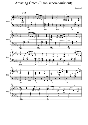 Amazing Grace Piano accompaniment - Db Major