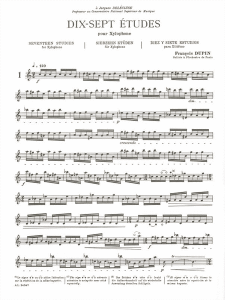 Dix-sept Etudes Pour Xylophone