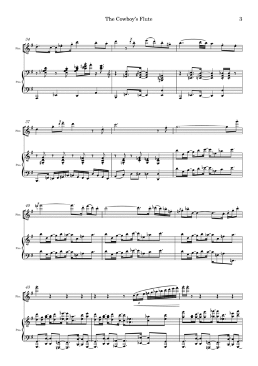 The Cowboy’s Flute for piccolo and piano Piccolo scores gallery preview page 3