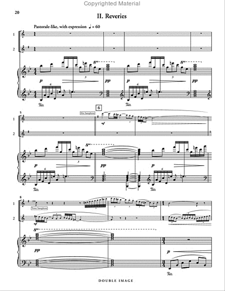 Double Image (piano reduction) Saxophone Duet scores gallery preview page 6
