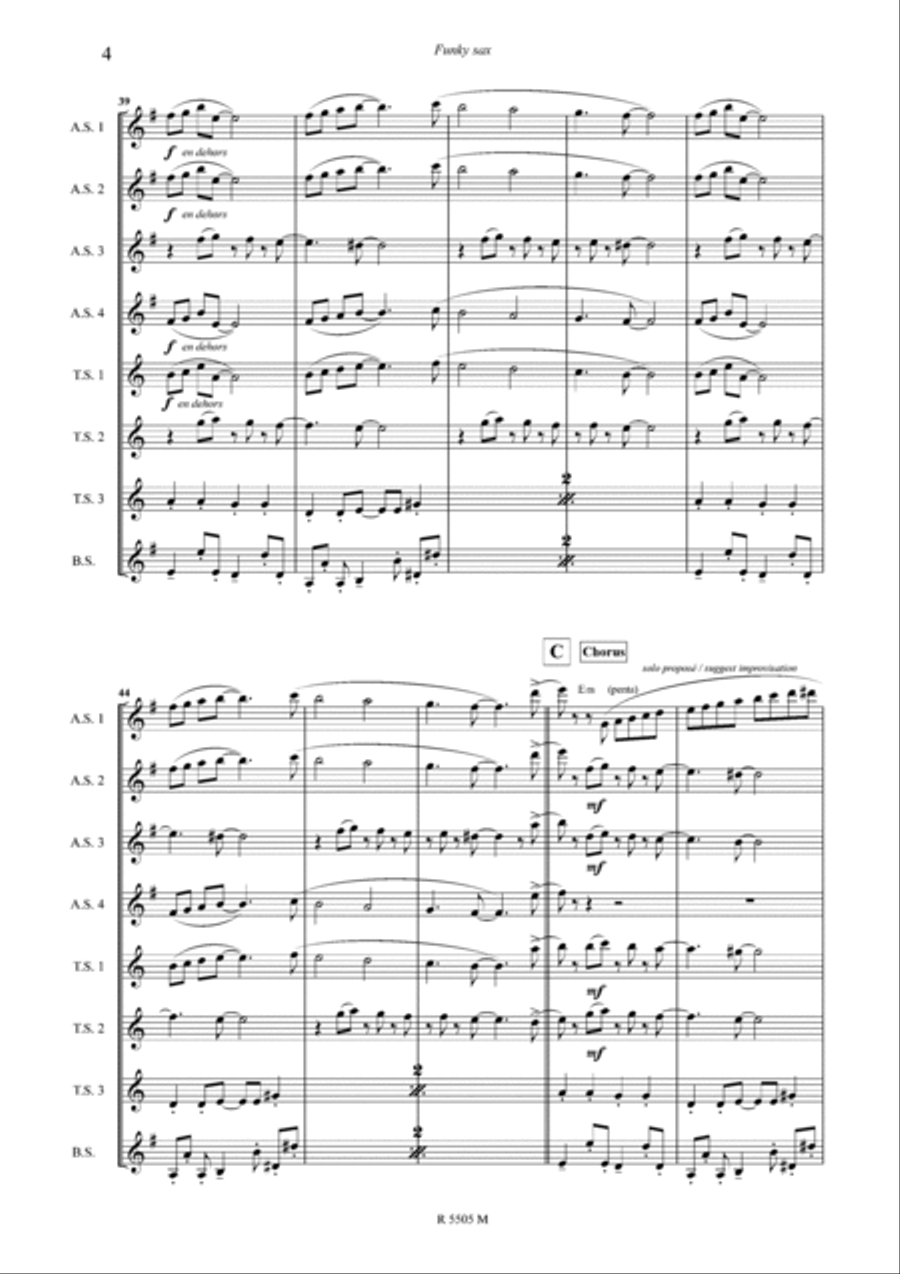 Funky sax pour saxophone Funky sax pour saxophone Saxophone Ensemble scores gallery preview page 5