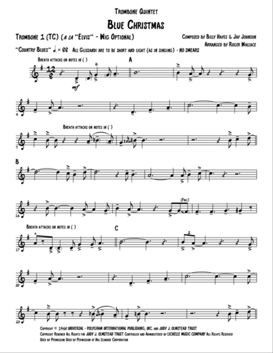 Blue Christmas Brass Quintet scores gallery preview page 5
